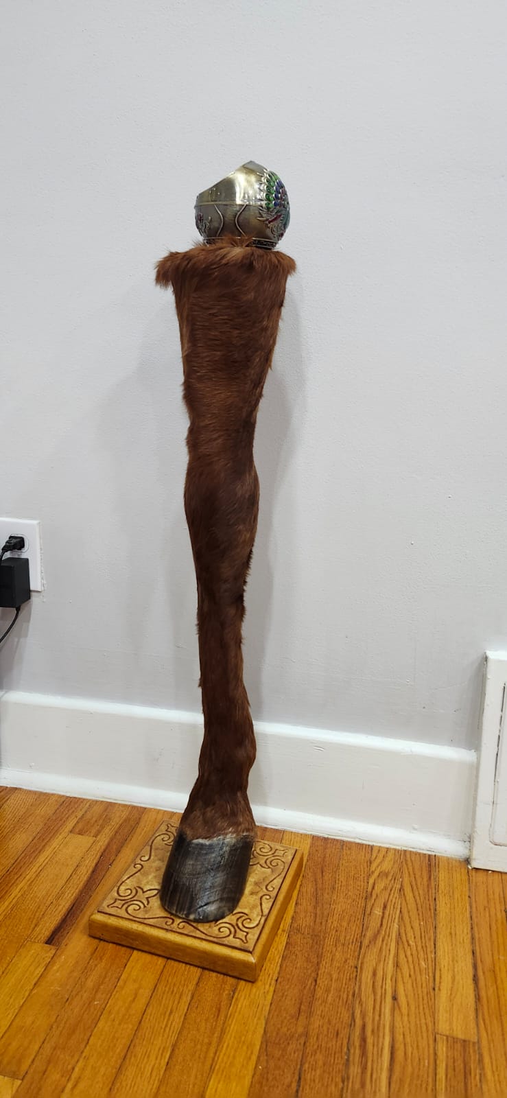 Brown full horse leg taxidermy with ash tray on the top